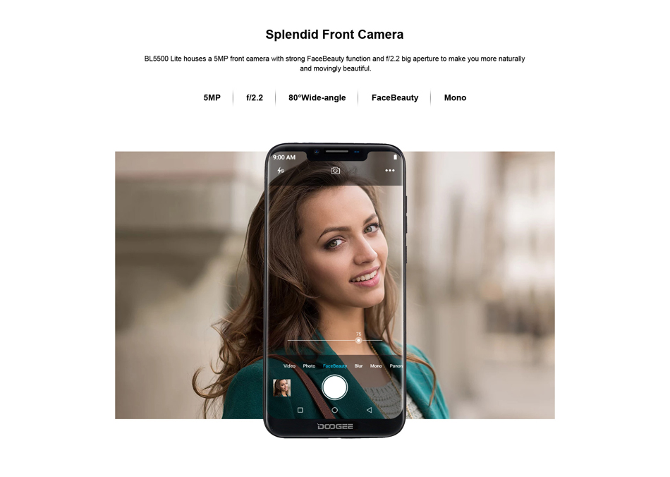 DOOGEE-BL5500-Lite-619-Inch-U-notch-5500mAh-Android-81-2GB-16GB-MT6739WA-Quad-Core-4G-Smartphone-1389043