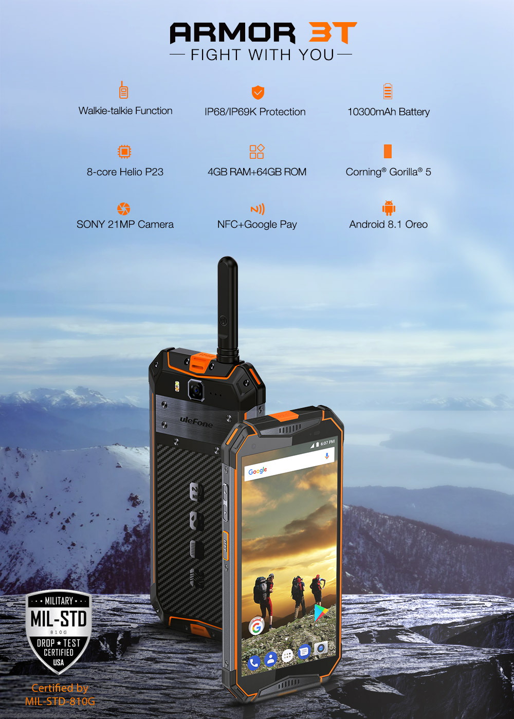 Ulefone-Armor-3T-57-Inch-Walkie-Talkie-NFC-IP68-IP69K-4GB-64GB-Helio-P23-Octa-core-4G-Smartphone-1379554
