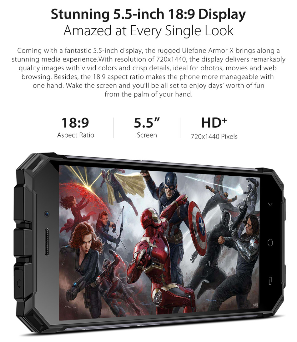 Ulefone-Armor-X-5500mAh-IP68-NFC-Wireless-Charge-55-Inch-2GB-16GB-MT6739-Quad-core-4G-Smartphone-1287081