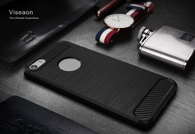 Bakeey-15mm-Thickness-Carbon-Fiber-TPU-Case-For-iPhone-5-5S-SE-1090297