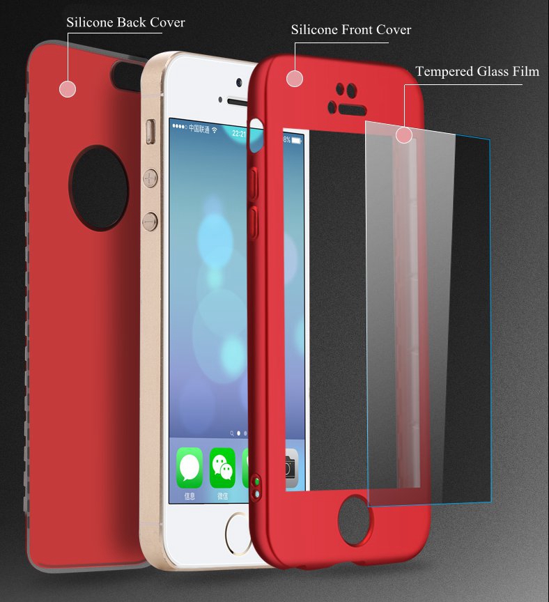 Bakeey-360ordm-Full-Body-Silicone-Case-With-Tempered-Glass-Film-For-iPhone-55sSE-1254831