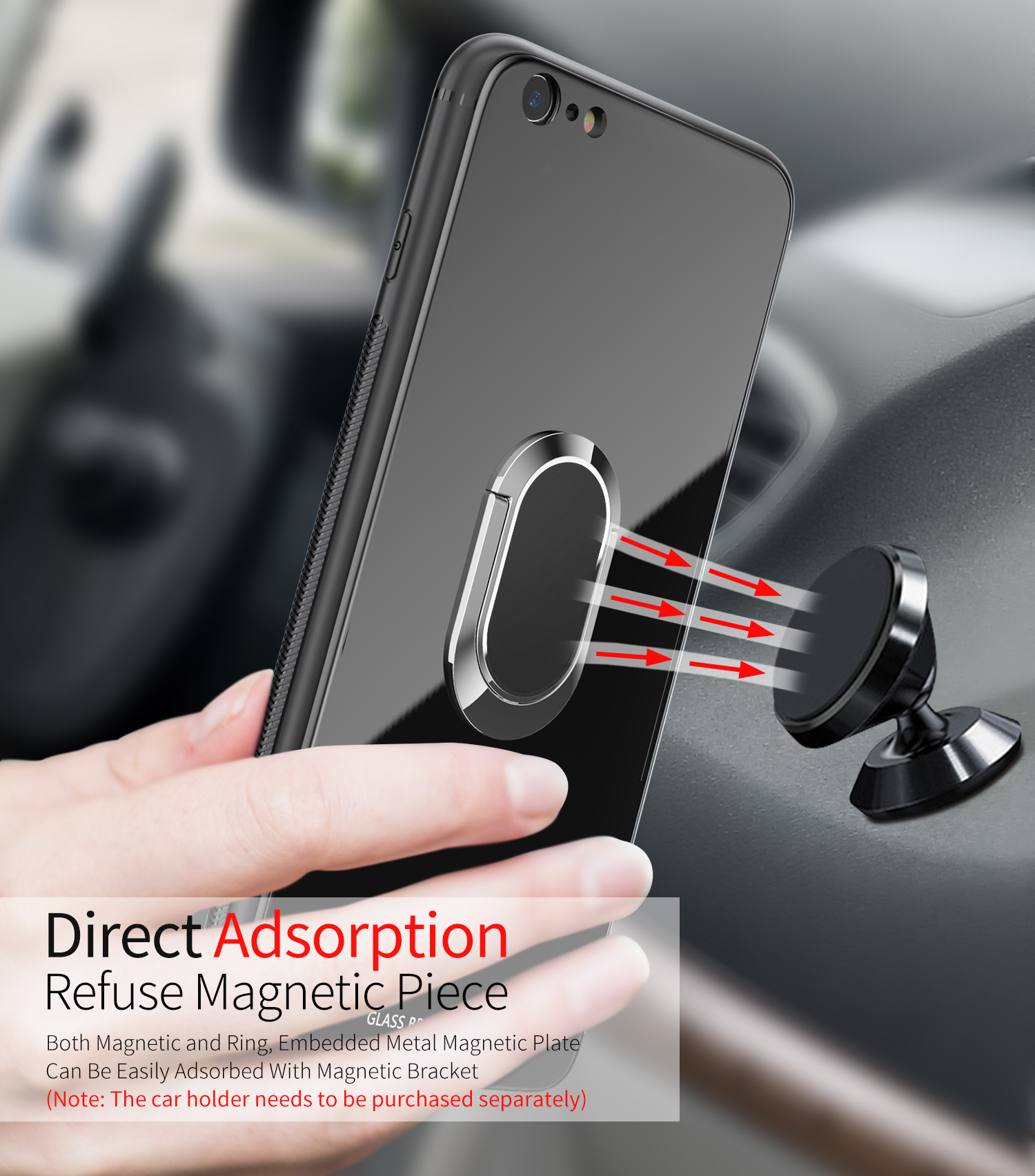 Bakeey-360deg-Rotation-Ring-Kickstand-Magnetic-Glass-Protective-Case-for-iPhone-66s6-Plus6s-Plus-1320652