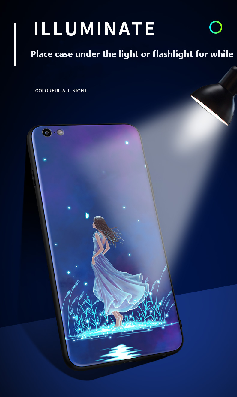 Bakeey-3D-Night-Luminous-Glass-Protective-Case-for-iPhone-6-Plus6s-Plus-1311649