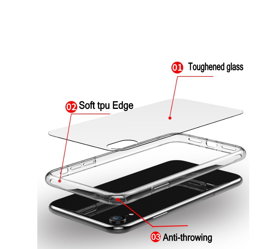 Bakeey-Clear-Tempered-Glass-Protective-Case-For-iPhone-XRXSXS-MaxX88-Plus77-Plus-1394416
