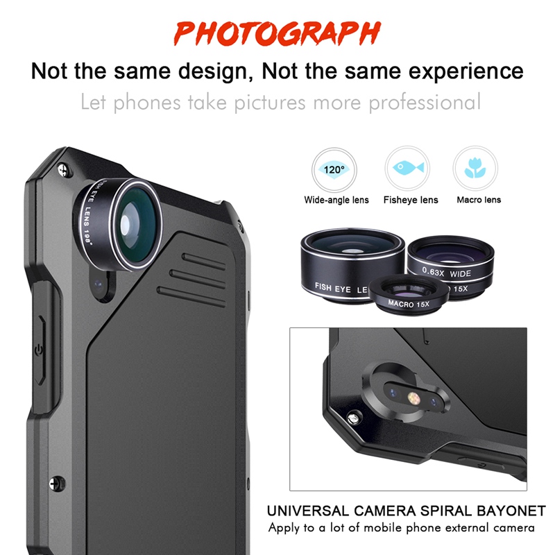 198deg-Fisheye-Lens--15X-Macro-Lens--Wide-Angle-Lens--IP54-Waterproof-Shockproof-Aluminum-Case-For-i-1236014
