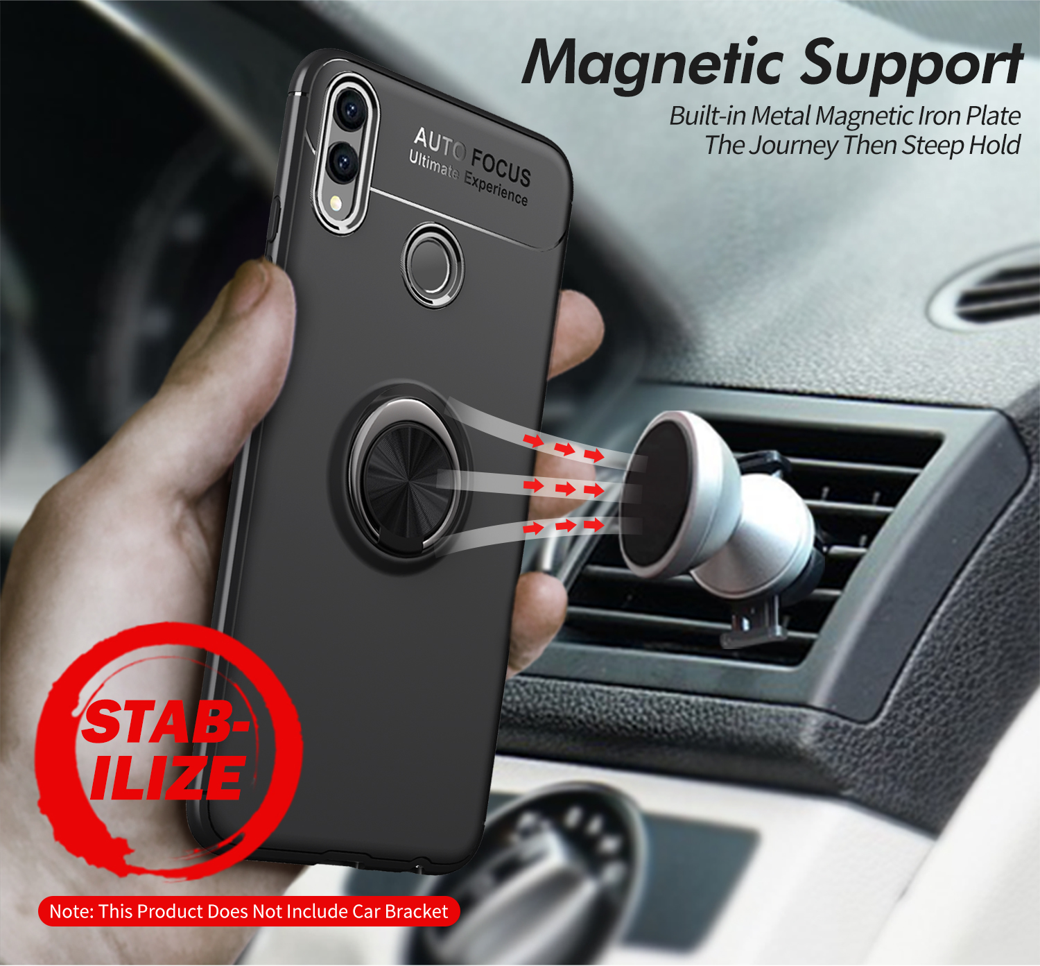 Bakeey-360deg-Adjustable-Metal-Ring-Kickstand-Magnetic-PC-Protective-Case-for-Huawei-Honor-8X-1365127