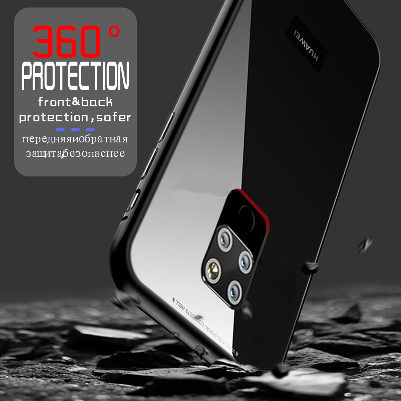 Bakeey-360deg-Magnetic-Adsorption-Flip-Metal-Tempered-Glass-Protective-Case-for-Huawei-Mate-20-1420912