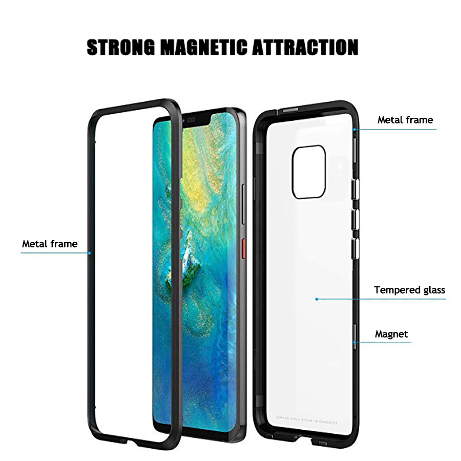 Bakeey-360deg-Magnetic-Adsorption-Flip-Metal-Tempered-Glass-Protective-Case-for-Huawei-Mate-20-Pro-1420834