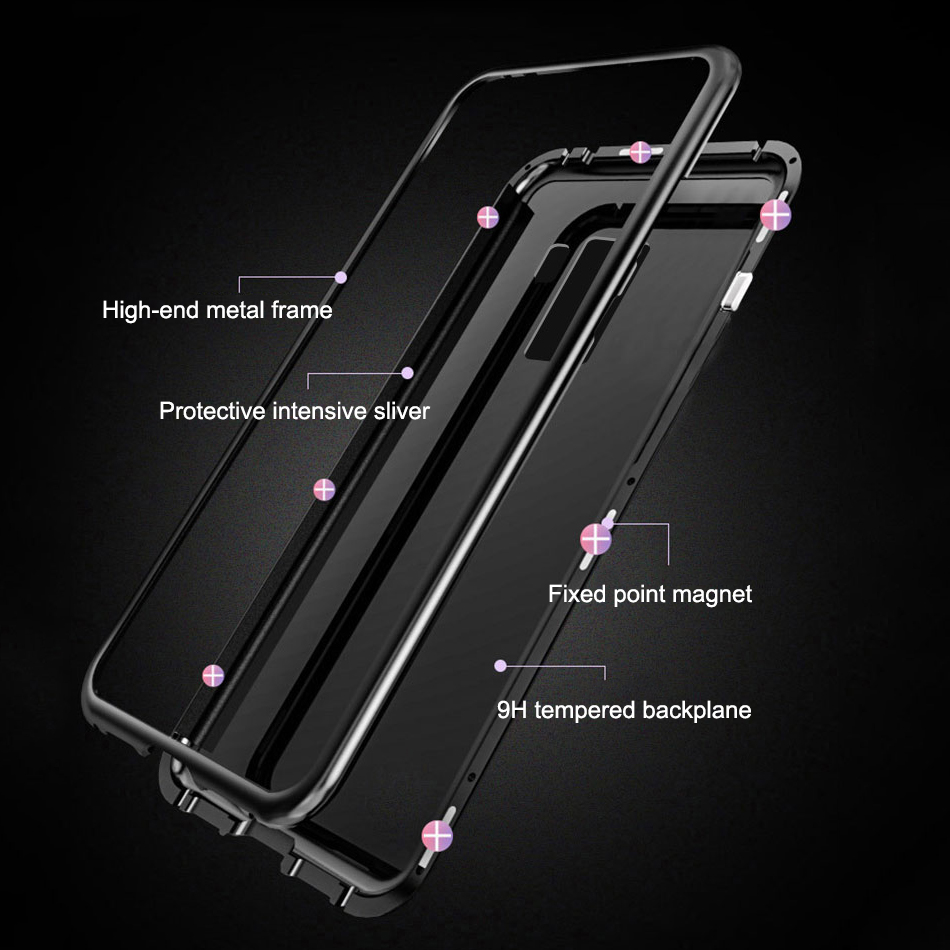 Bakeey-360deg-Magnetic-Adsorption-Metal-Tempered-Glass-Flip-Protective-Case-for-Huawei-Y9-2019-1442373