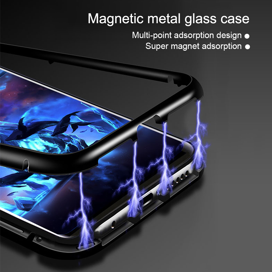 Bakeey-360deg-Magnetic-Adsorption-Metal-Tempered-Glass-Flip-Protective-Case-for-Huawei-Y9-2019-1442373