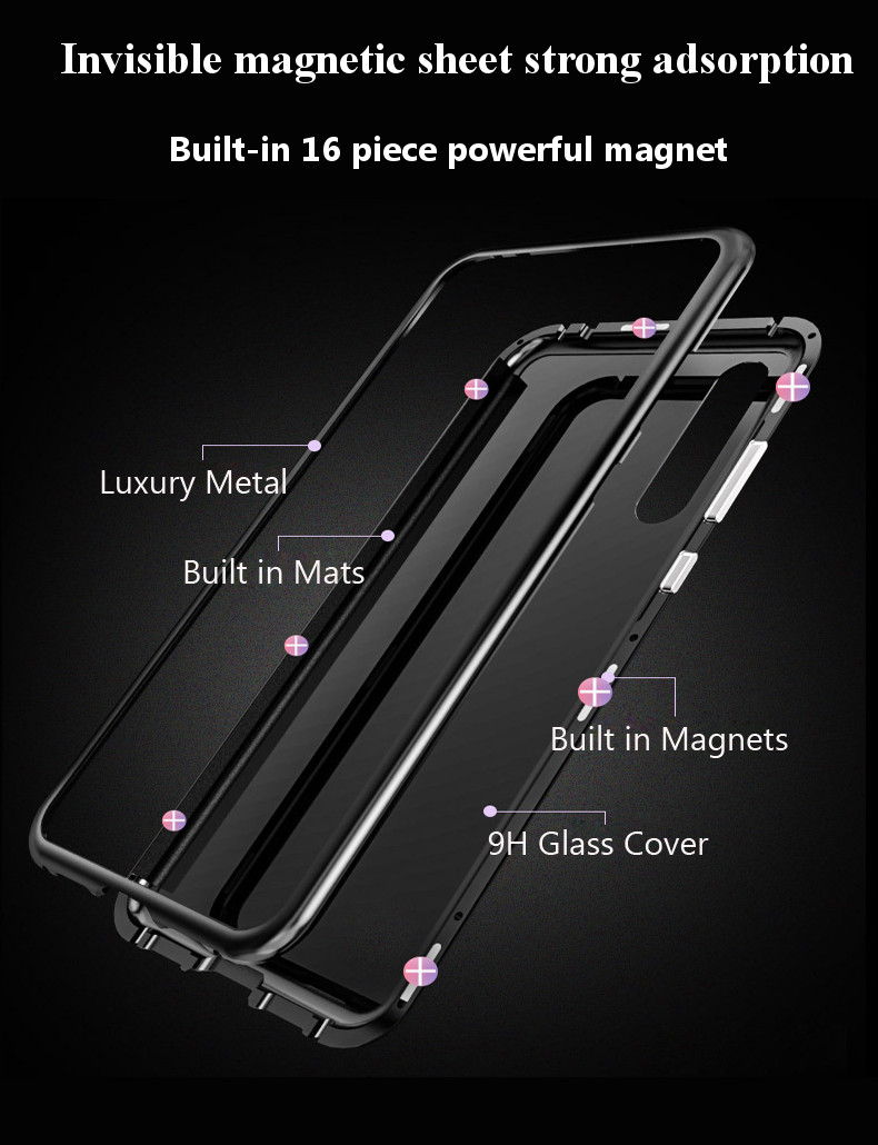 Bakeey-360deg-Magnetic-Adsorption-Metal-Tempered-Glass-Protective-Case-for-Huawei-P20P20-LiteP20-Pro-1350309