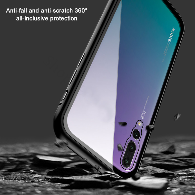 Bakeey-360deg-Magnetic-Adsorption-Metal-Tempered-Glass-Protective-Case-for-Huawei-P20P20-LiteP20-Pro-1350309