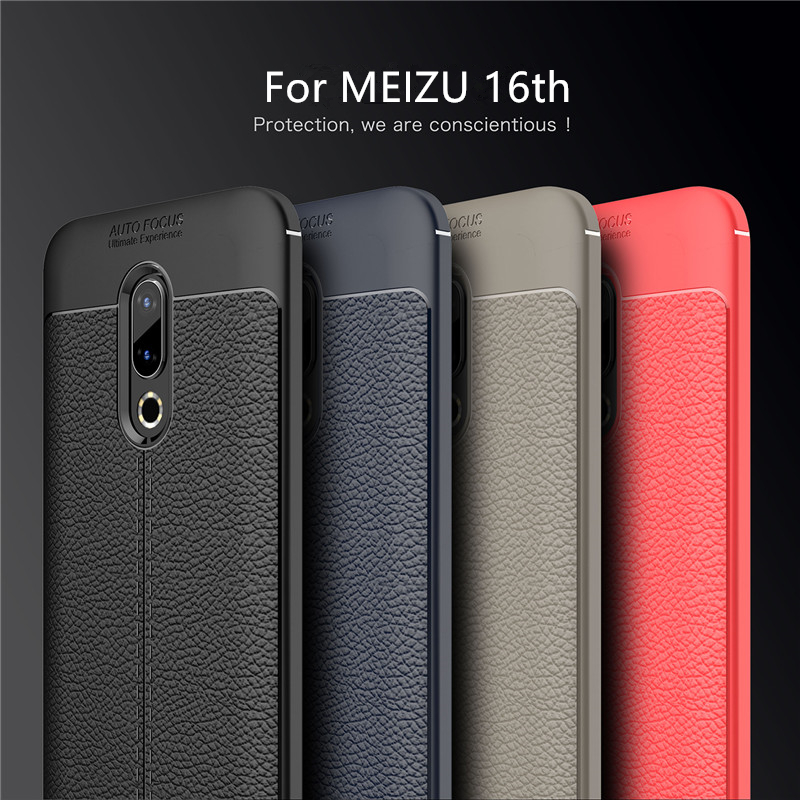 Bakeey-Litchi-Soft-Silicone-Anti-fingerprint-Protective-Case-For-Meizu-16--Meizu-16th-1451520