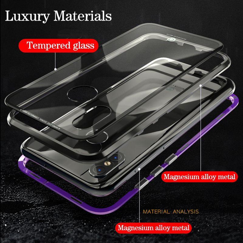 Bakeey-360deg-Magnetic-Adsorption-Metal-Glass-Upgraded-Version-Protective-Case-for-Xiaomi-Mi8-Mi-8-1331711