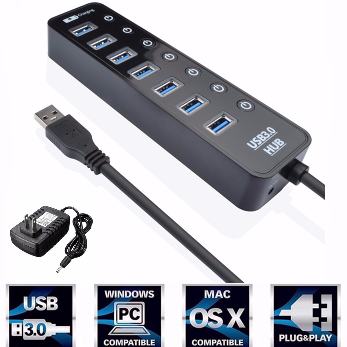 7-USB-Ports-Hub-Extender-splitter-USB-multi-connector-With-US-regulatory-plug-Adapter-1186319