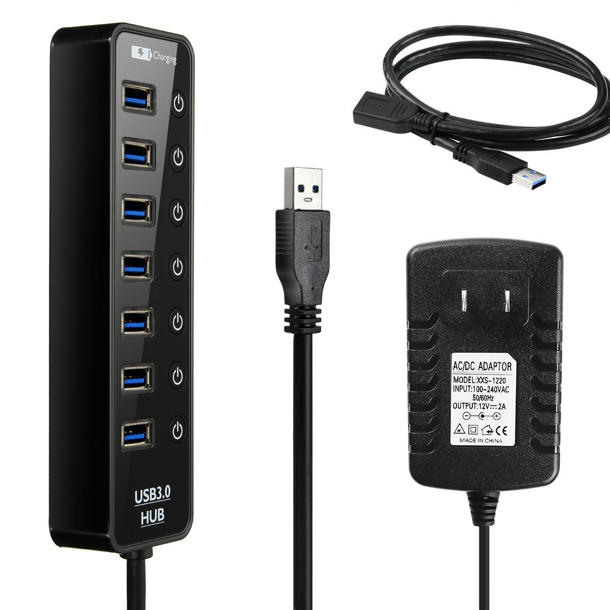 7-USB-Ports-Hub-Extender-splitter-USB-multi-connector-With-US-regulatory-plug-Adapter-1186319