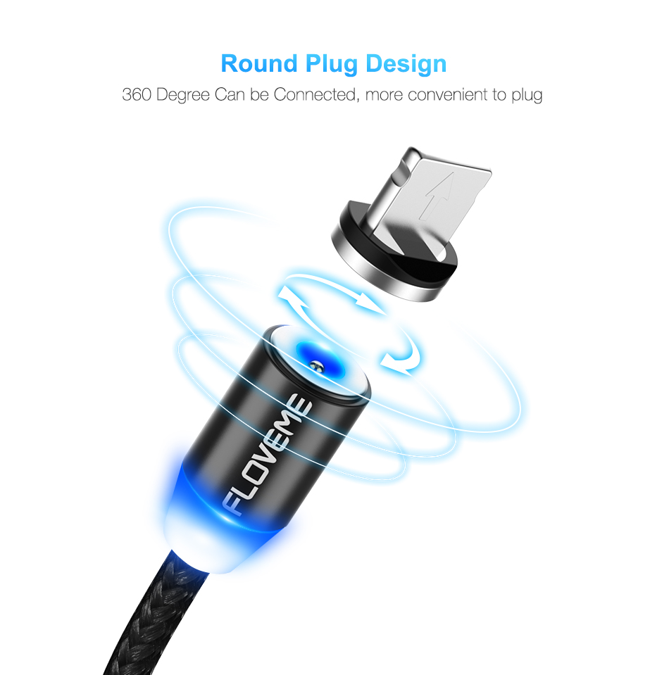 FLOVEME-Micro-USB-LED-Magnetic-Braided-Fast-Charging-Cable-1m-For-Redmi-Note-4-4X-S7-Edge-S6-1230347