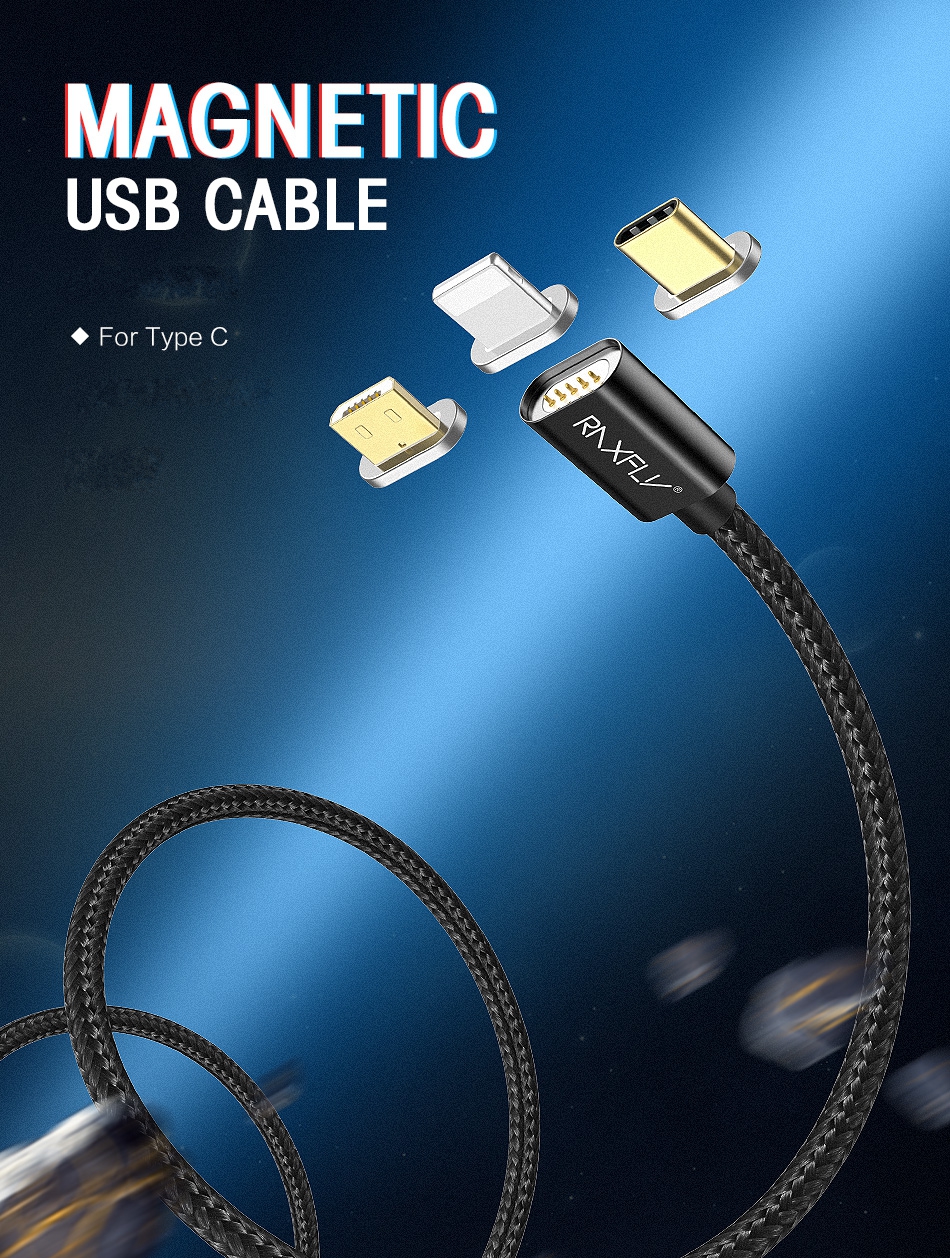 RAXFLY-24A-Magnetic-Type-C-Braided-Charging-Data-Cable-1M-For-Onplus-6-5t-Xiaomi-Mi8-Mi-A1-S9-1310929