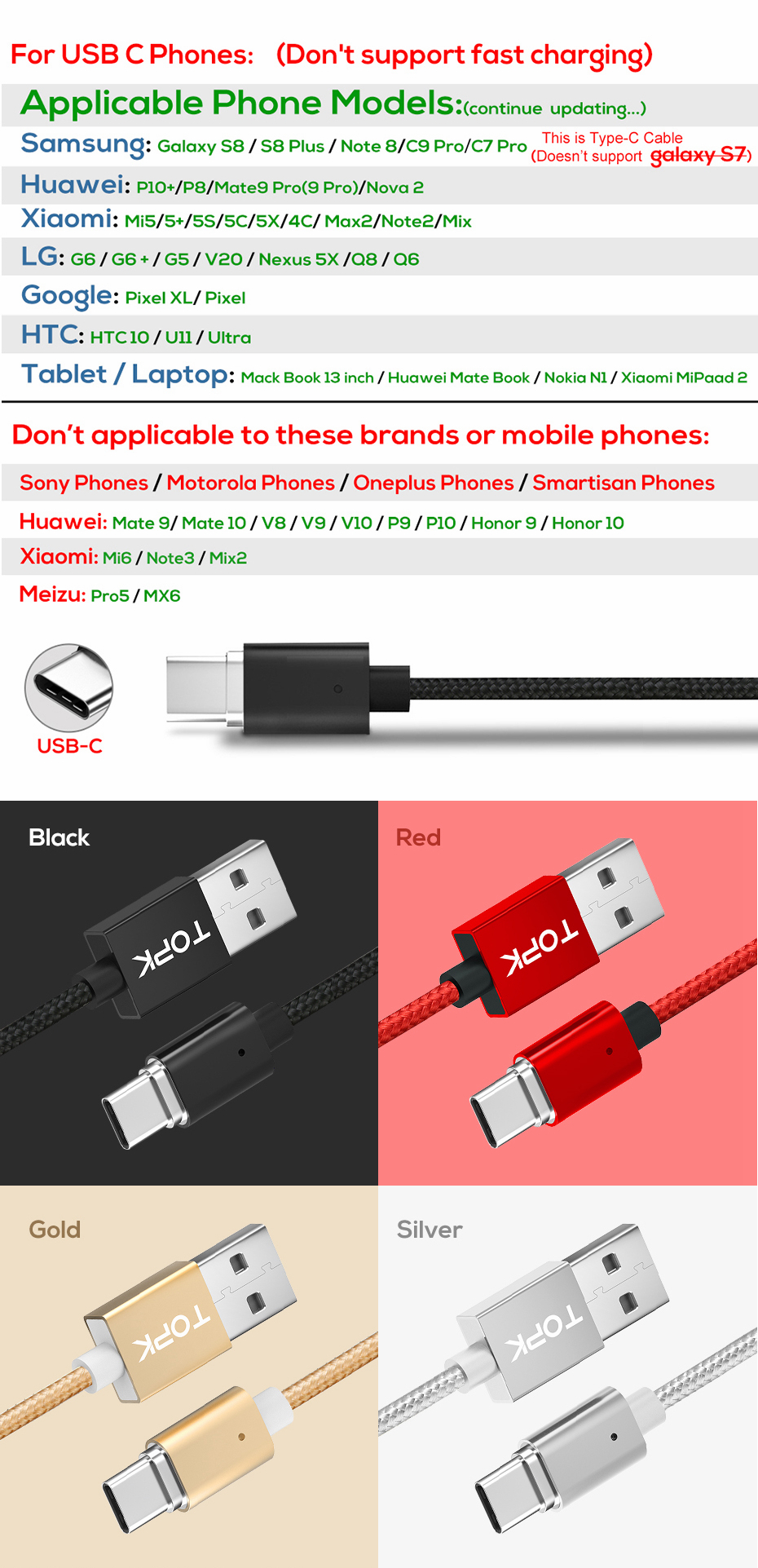TOPK-F-Line-24A-Type-C-LED-Magnetic-Braided-Fast-Charging-Data-Cable-1M-For-Smart-Phone-Tablet-1374180