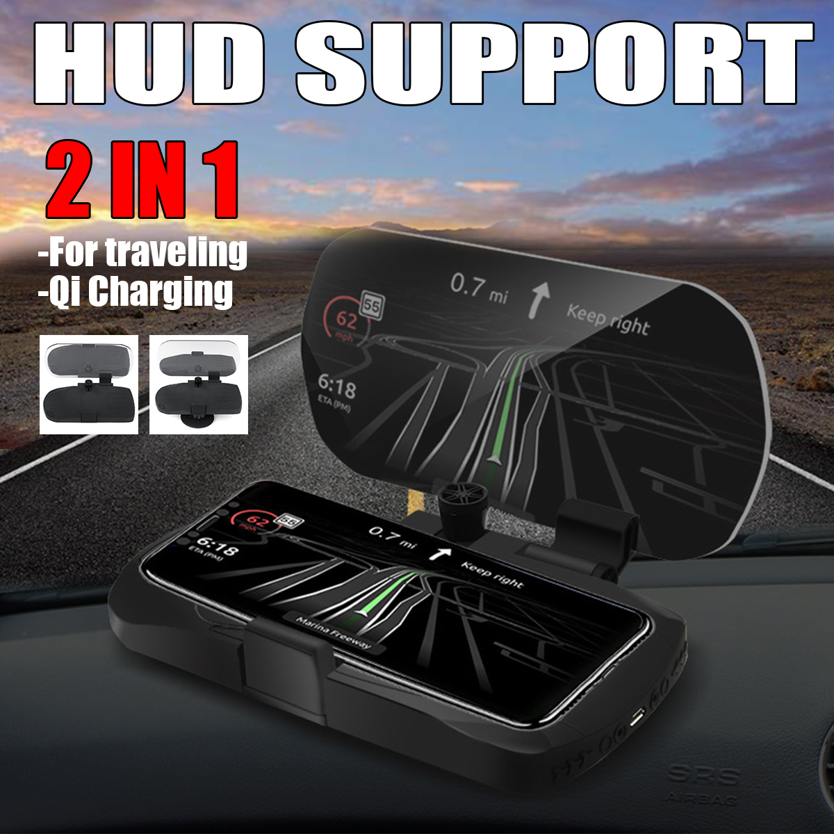 10W-Qi-Wireless-Charger-Car-Hub-Head-up-Navigation-Display-Phone-Holder-For-iPhone-Samsung-Huawei-Xi-1425312