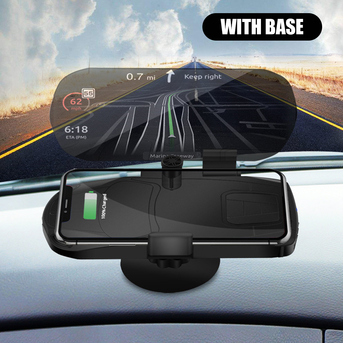 10W-Qi-Wireless-Charger-Car-Hub-Head-up-Navigation-Display-Phone-Holder-For-iPhone-Samsung-Huawei-Xi-1425312
