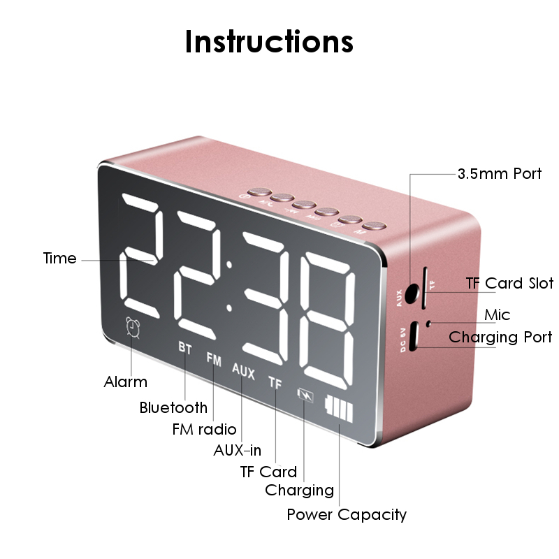 Bakeeytrade-Q9-2000mAh-LED-Display-Alarm-Clock-TF-Card-AUX-FM-Radio-Bluetooth-Speaker-With-Mic-1247797
