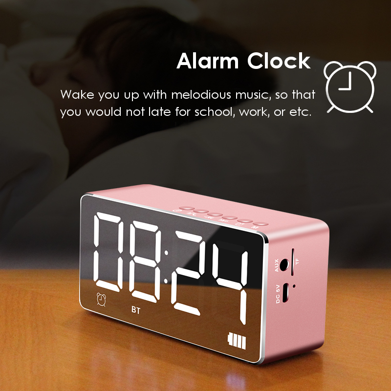 Bakeeytrade-Q9-2000mAh-LED-Display-Alarm-Clock-TF-Card-AUX-FM-Radio-Bluetooth-Speaker-With-Mic-1247797