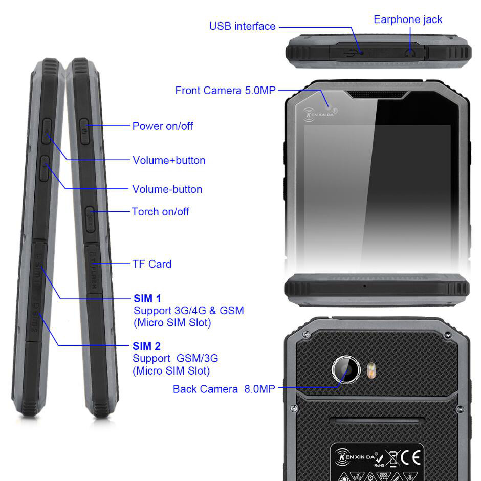 EL-3-PROOFINGS-W6-IP68-45-Inch-4G-LTE-2600mAh-5MP-Android-60-Waterproof-Dustproof-Smartphone-1033505
