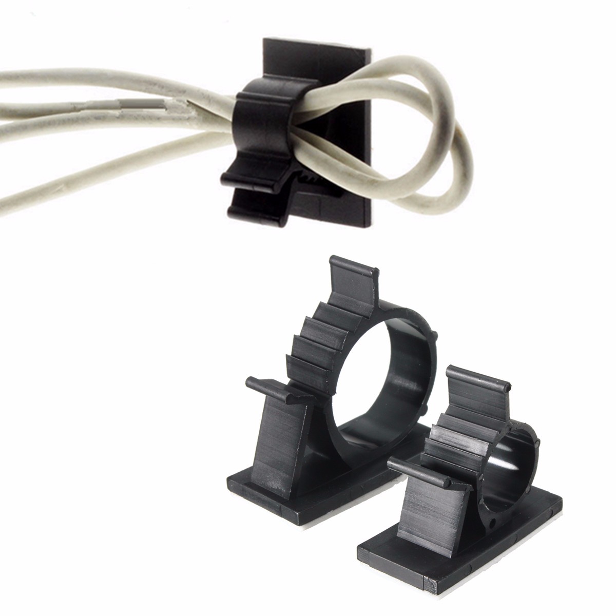 10PCS-Black-Adhesive-Cord-Wire-Cable-Clips-Ties-Organizers-Wall-Mounted-Clamps-1038809