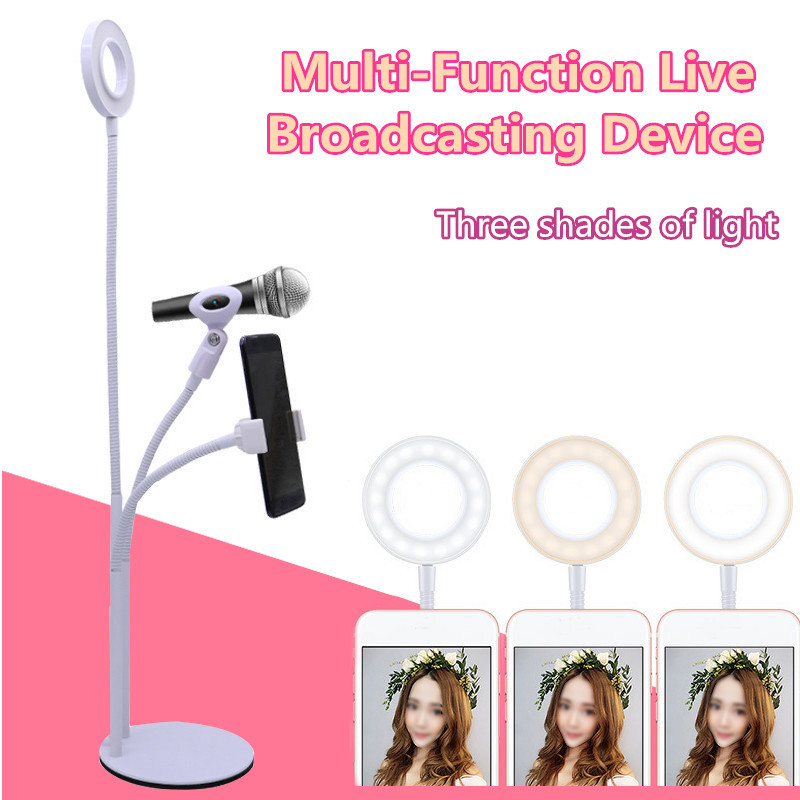 3-in-1-Live-Streaming-Adjustable-Fill-Light-Microphone-Clip-Desktop-Phone-Holder-for-Mobile-Phone-1289655