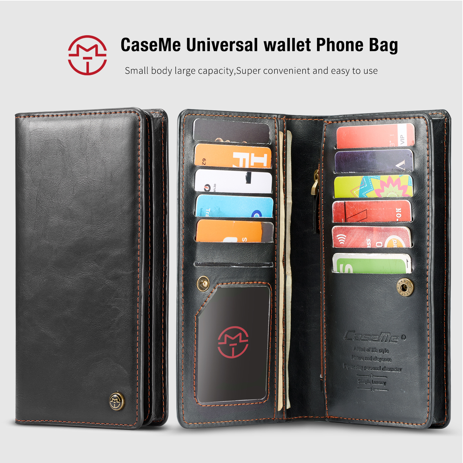 Caseme-40quot-65quot-Smart-Phone-Universal-Zipper-Wallet-Cash-Pockets-Multiple-Card-Slots-Phone-Clip-1350583