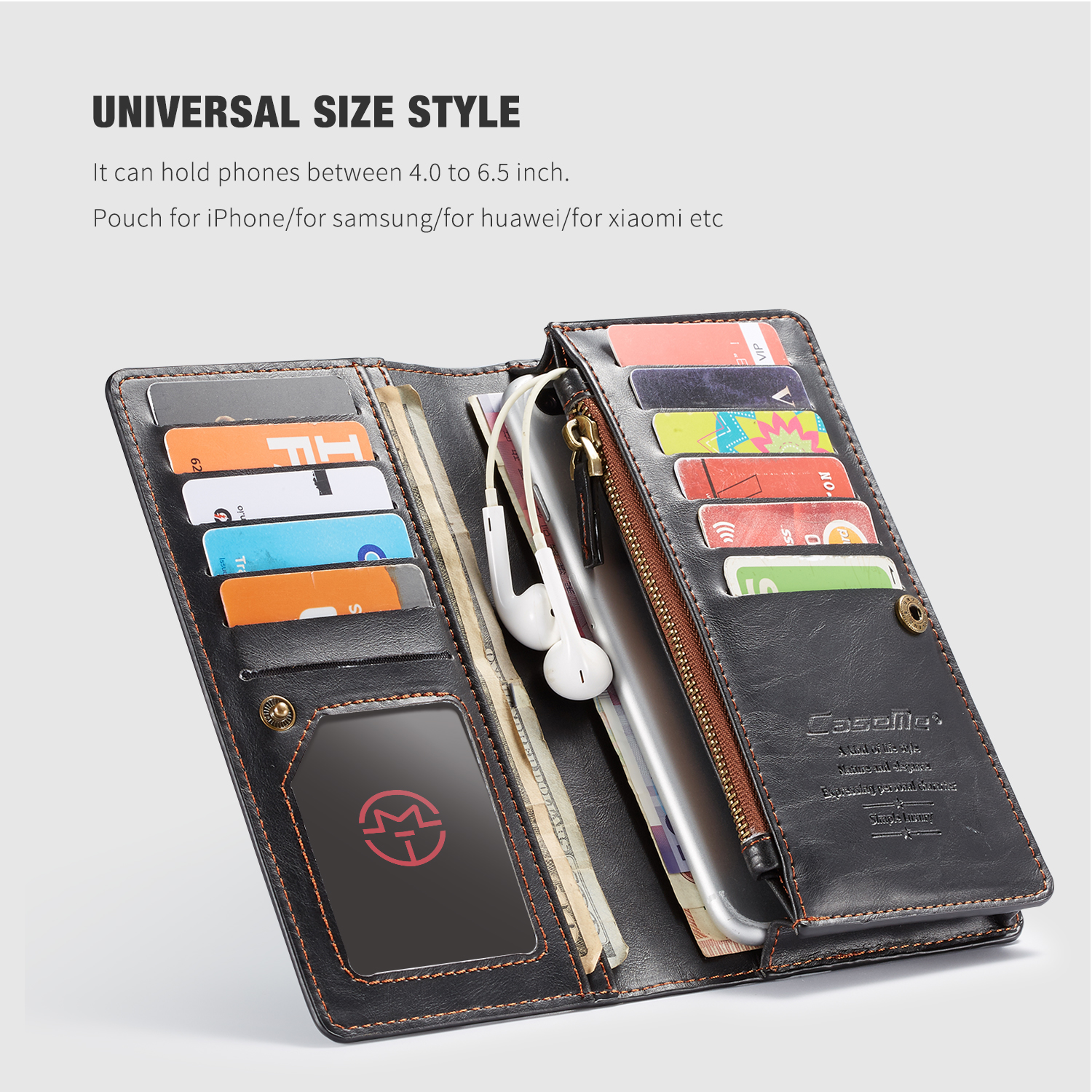 Caseme-40quot-65quot-Smart-Phone-Universal-Zipper-Wallet-Cash-Pockets-Multiple-Card-Slots-Phone-Clip-1350583