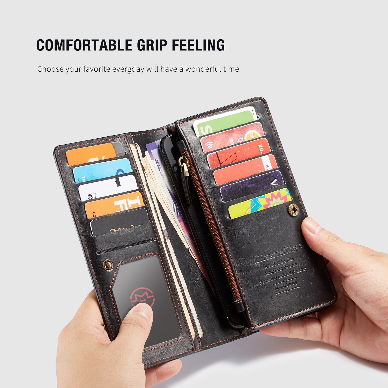 Caseme-40quot-65quot-Smart-Phone-Universal-Zipper-Wallet-Cash-Pockets-Multiple-Card-Slots-Phone-Clip-1350583