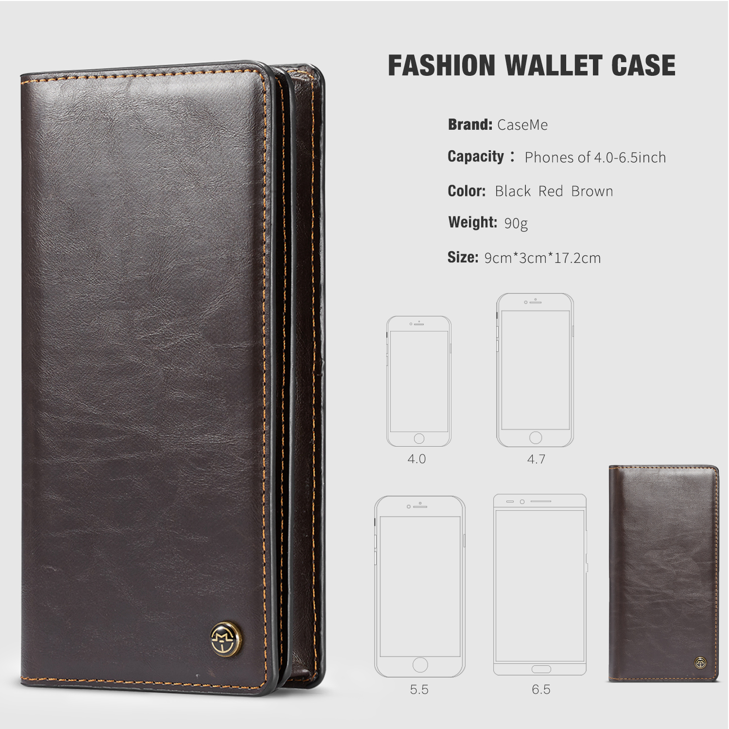 Caseme-40quot-65quot-Smart-Phone-Universal-Zipper-Wallet-Cash-Pockets-Multiple-Card-Slots-Phone-Clip-1350583