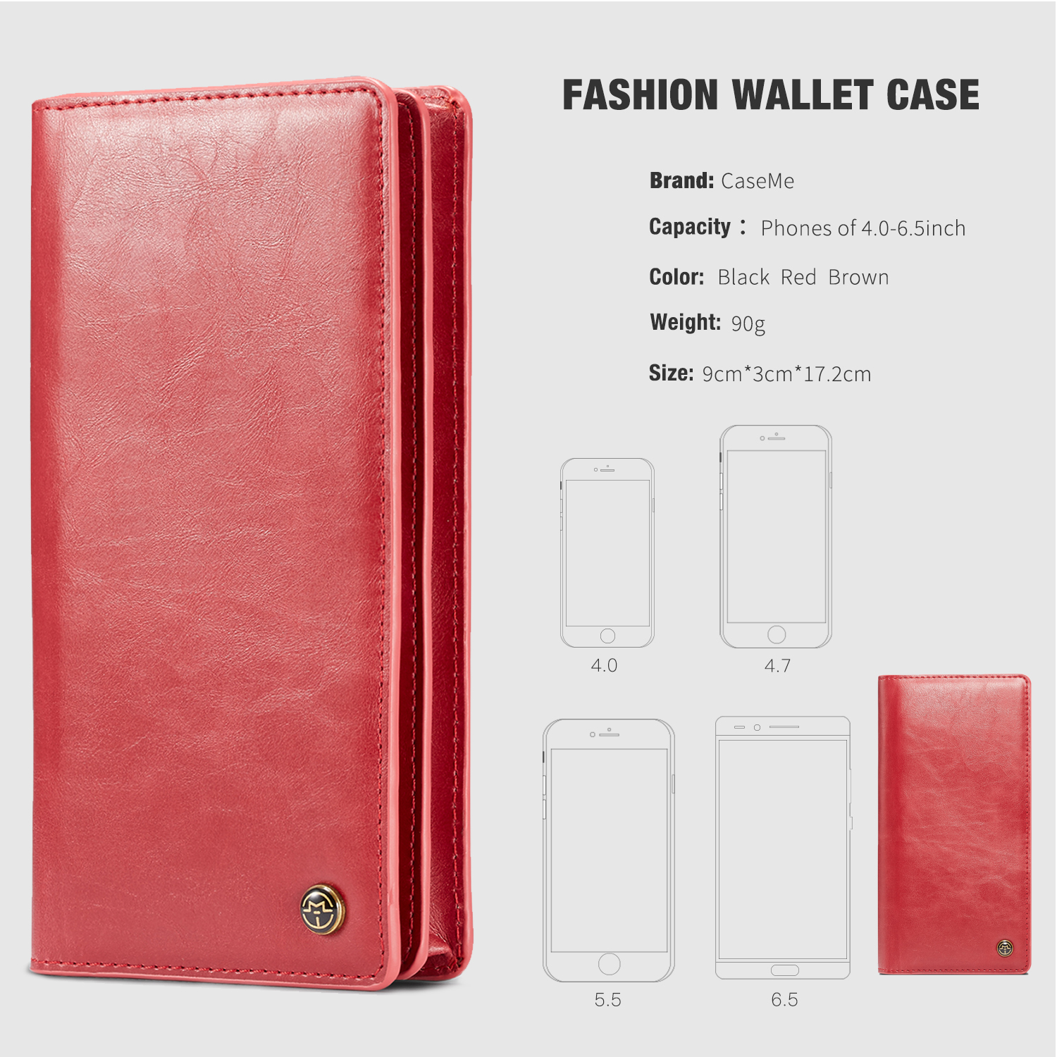 Caseme-40quot-65quot-Smart-Phone-Universal-Zipper-Wallet-Cash-Pockets-Multiple-Card-Slots-Phone-Clip-1350583