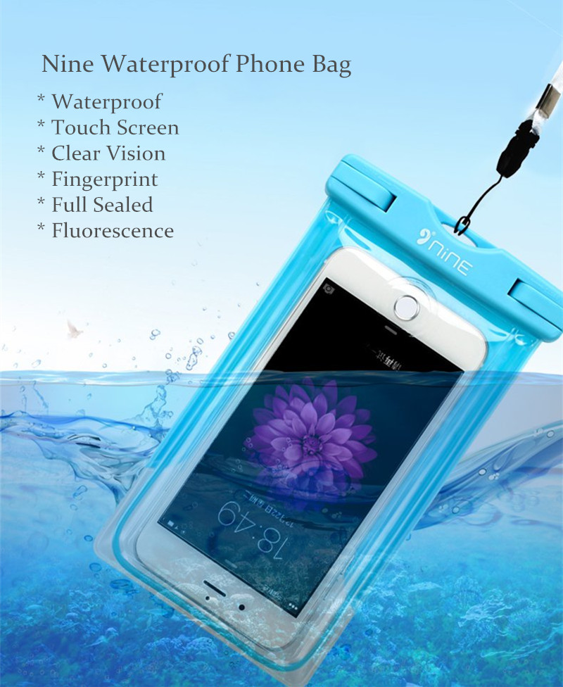 NINE-Waterproof-Fingerprint-Touch-Screen-Fluorescence-Phone-Bag-Case-for-Phone-under-55-Inch-1195520