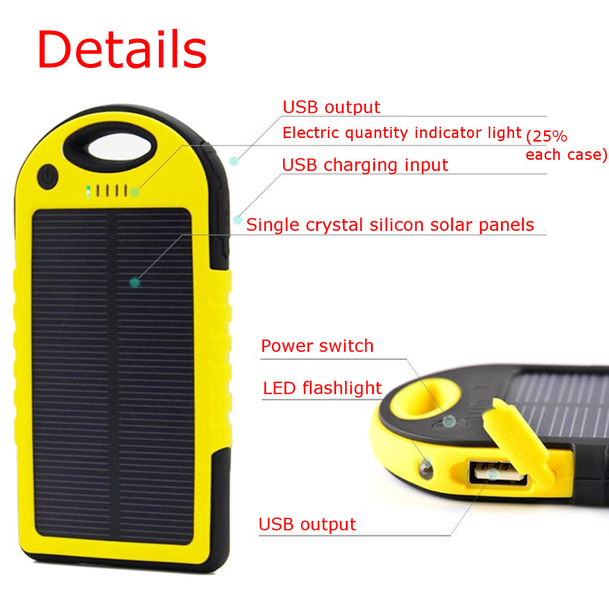Bakeey-5000mAh-Dual-USB-Solar-Energy-Camping-Flashlight-Battery-Case-Power-Bank-Box-1247649