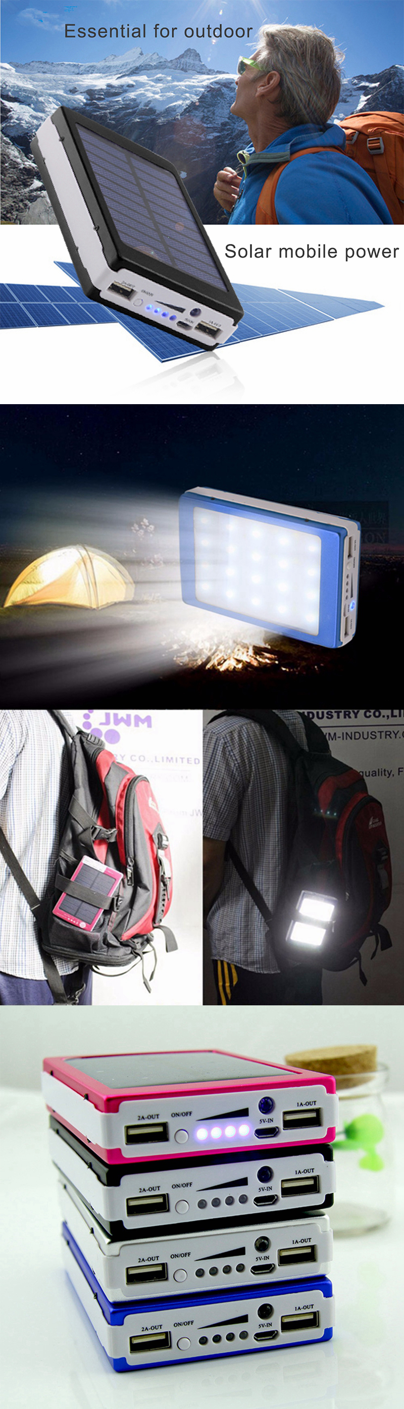 Bakeey-5x18650-Dual-USB-Solar-Energy-Camping-Flashlight-20000mAh-Battery-Case-Power-Bank-Box-1222971