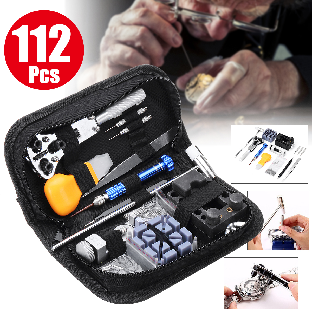 112pcs-Watch-Repair-Tools-Kit-With-Carrying-Bag-1417417