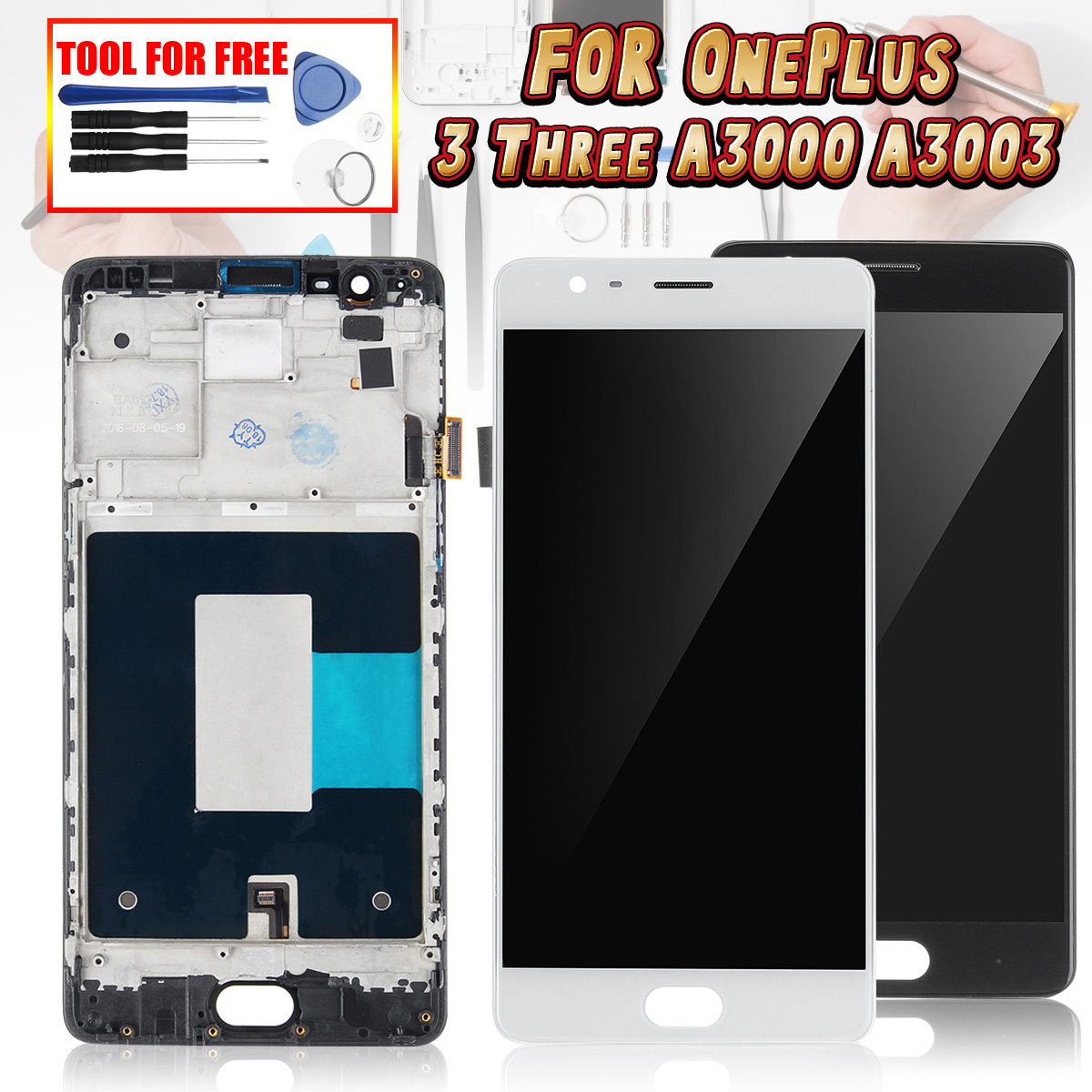 LCD-Display-Touch-Screen-Digitizer--Frame-Replacement-With-Tools-For-OnePlus-3-1361296