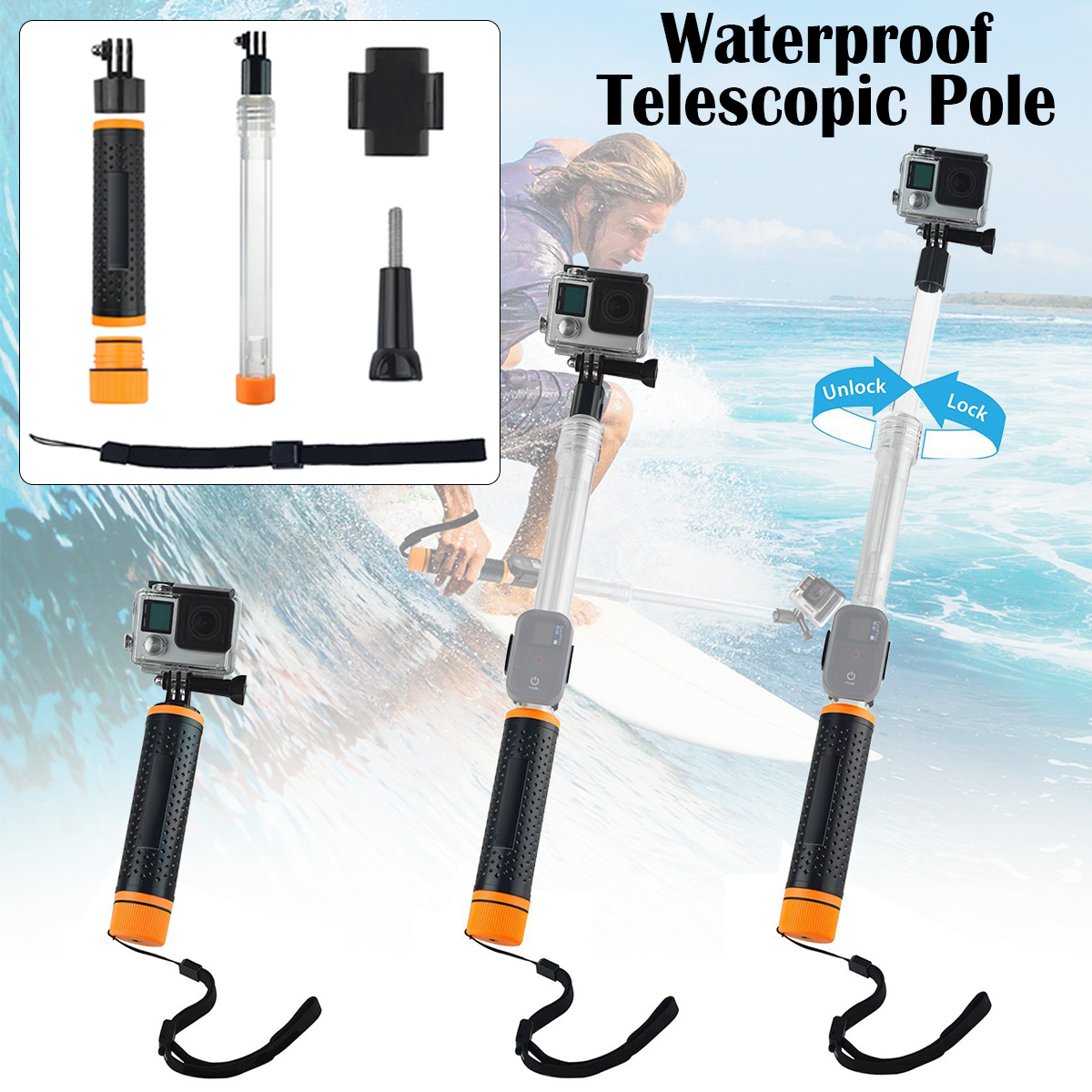 67-157-Waterproof-Selfie-Stick-for-GoPro-Extendable-Transparent-Floaty-Pole-Telescoping-Grip-1329957