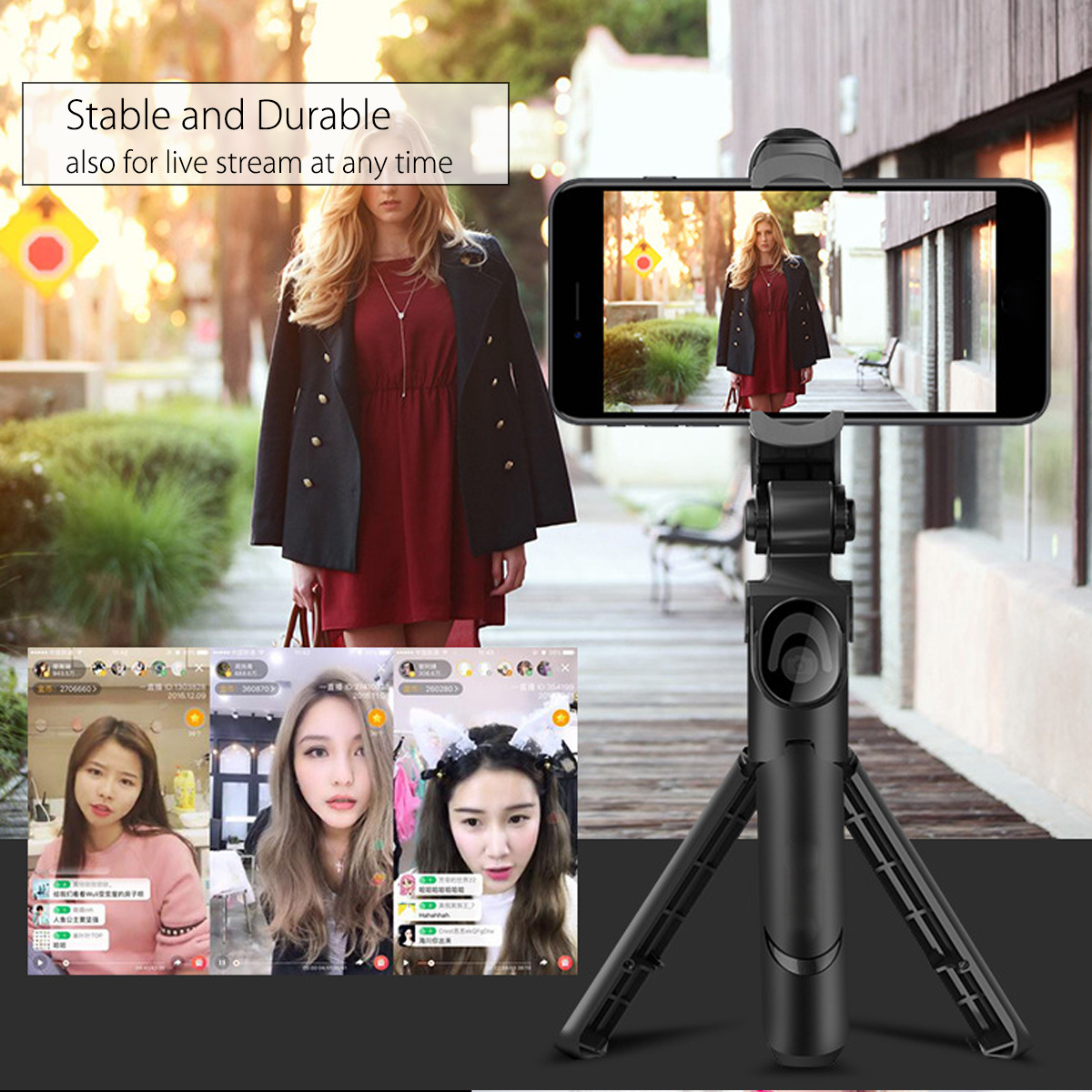 Bakeey-360-Degree-Selfie-Stick-Tripod-Desktop-Phone-Holder-with-Bluetooth-Remote-Control-1293454