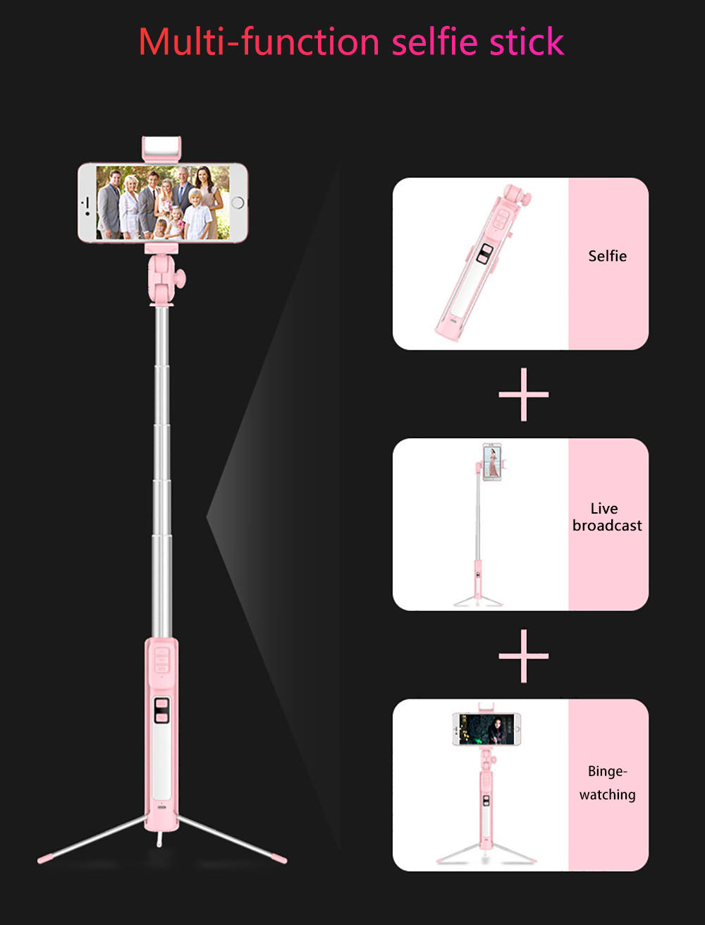 Bakeey-4-in-1-Tripod-Selfie-Stick-Extendable-Monopod-with-Bluetooth-Remote-Beauty-Fill-Light-1349659