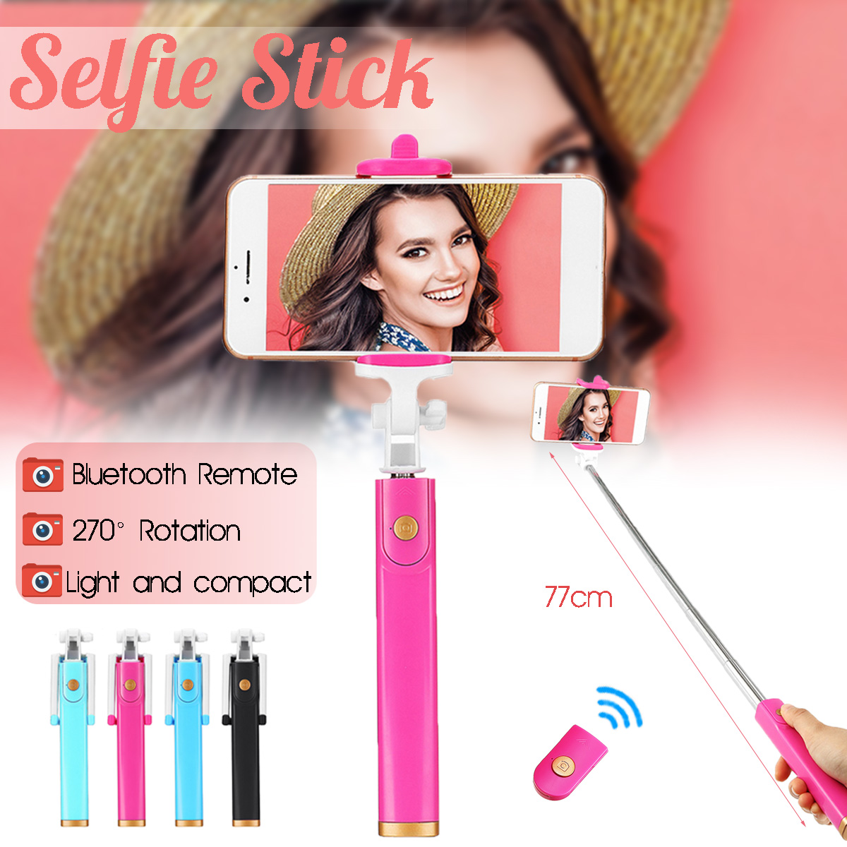 Bakeey-Extendable-Selfie-Stick-Bluetooth-Wireless-Remote-Shutter-For-Mobile-Phone-1373582
