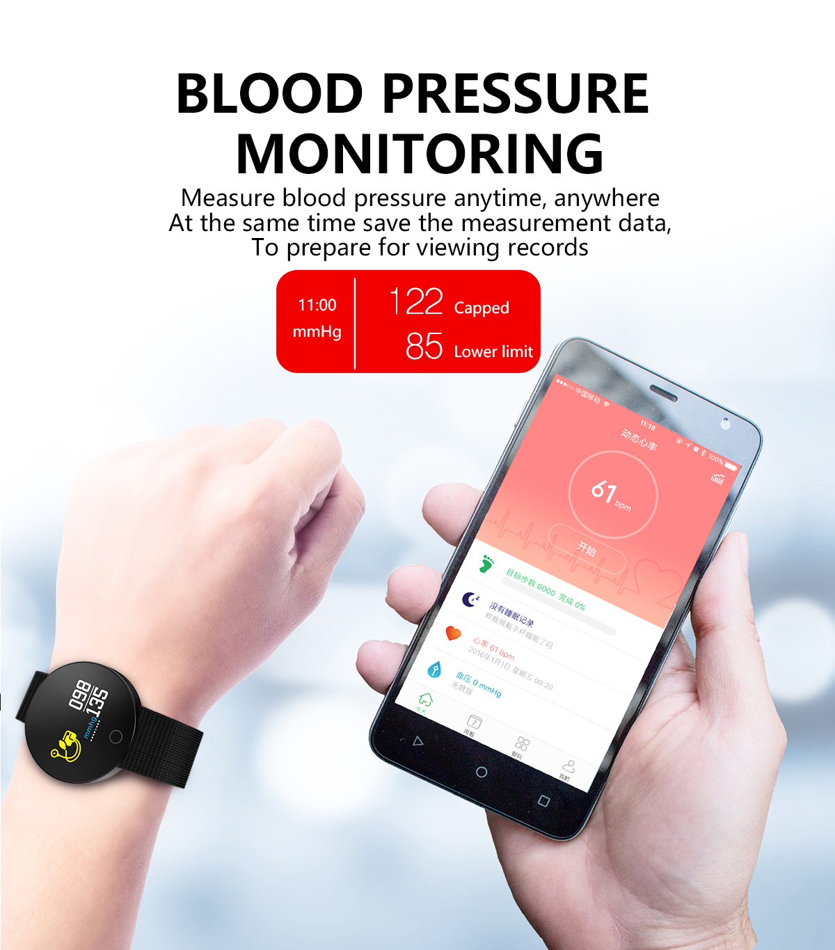 Bakeey-007Pro-096inch-Blood-Pressure-Heart-Rate-Monitor-Multi-mode-Sport-Bluetooth-Smart-Writstband-1234160