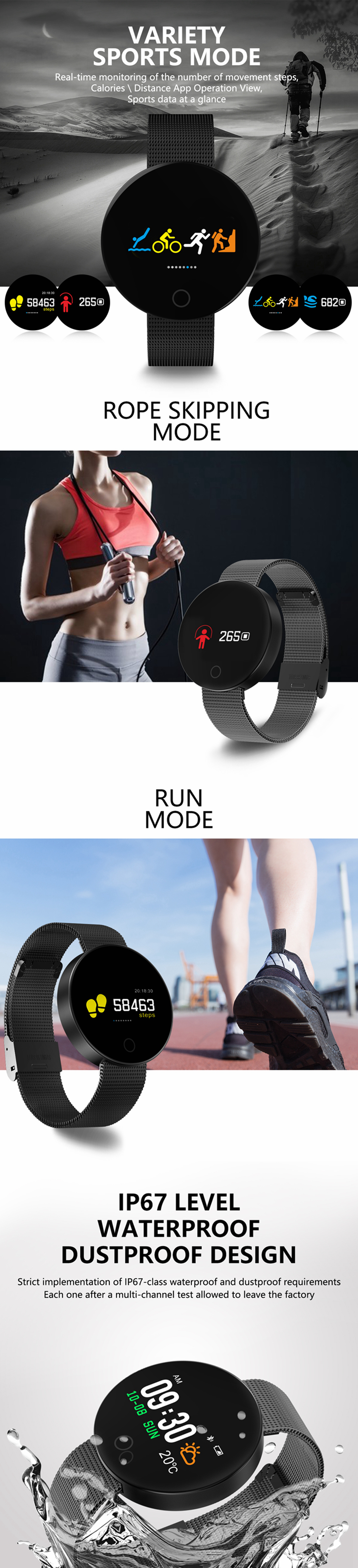 Bakeey-007Pro-096inch-Blood-Pressure-Heart-Rate-Monitor-Multi-mode-Sport-Bluetooth-Smart-Writstband-1234160