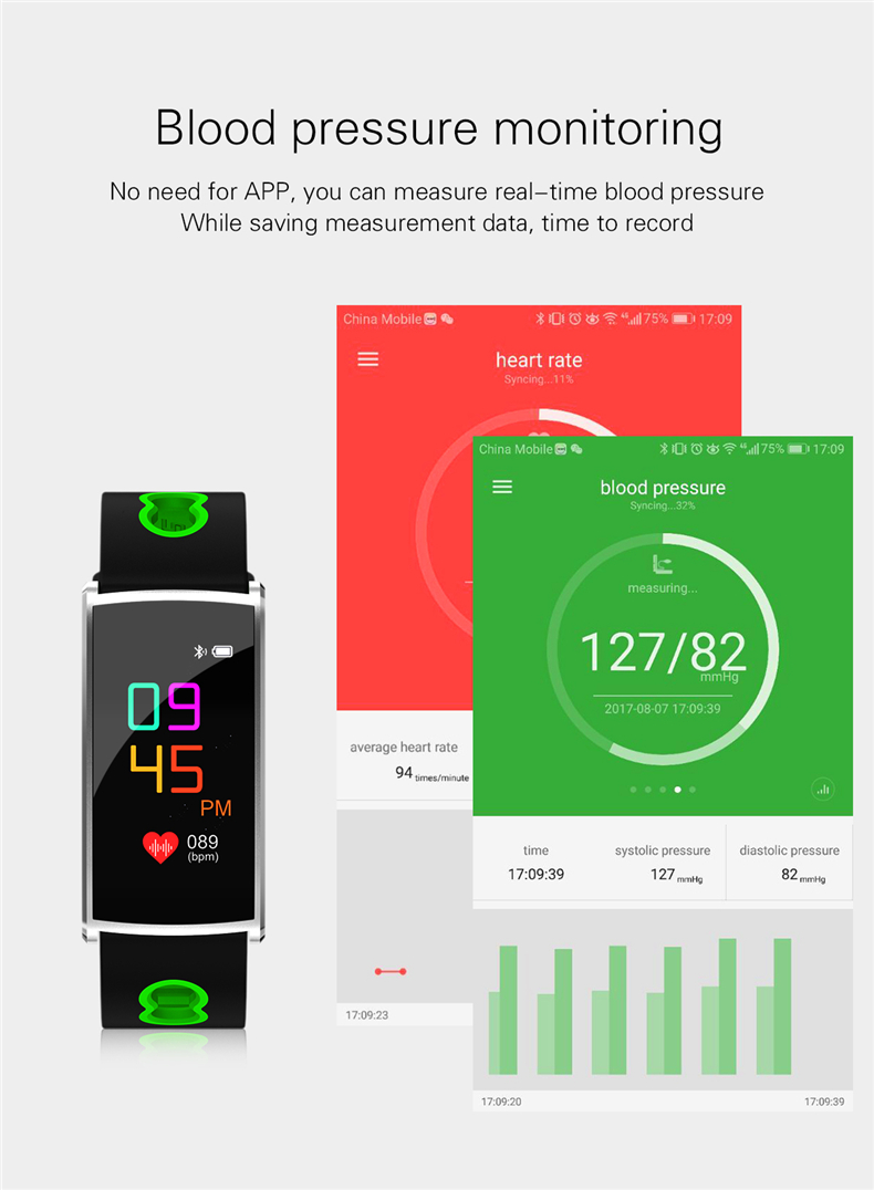 Bakeey-096-Color-Screen-IP67-Blood-Pressure-HR-Monitor-Fitness-Tracker-Smart--Watch-for-IOS-Android-1237560