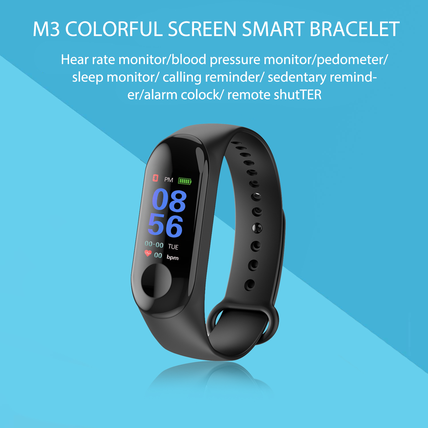 Bakeey-M3-Color-Screen-Smart-Watch-Heart-Rate-and-Blood-Pressure-Monitor-Smart-Bracelet-1349025