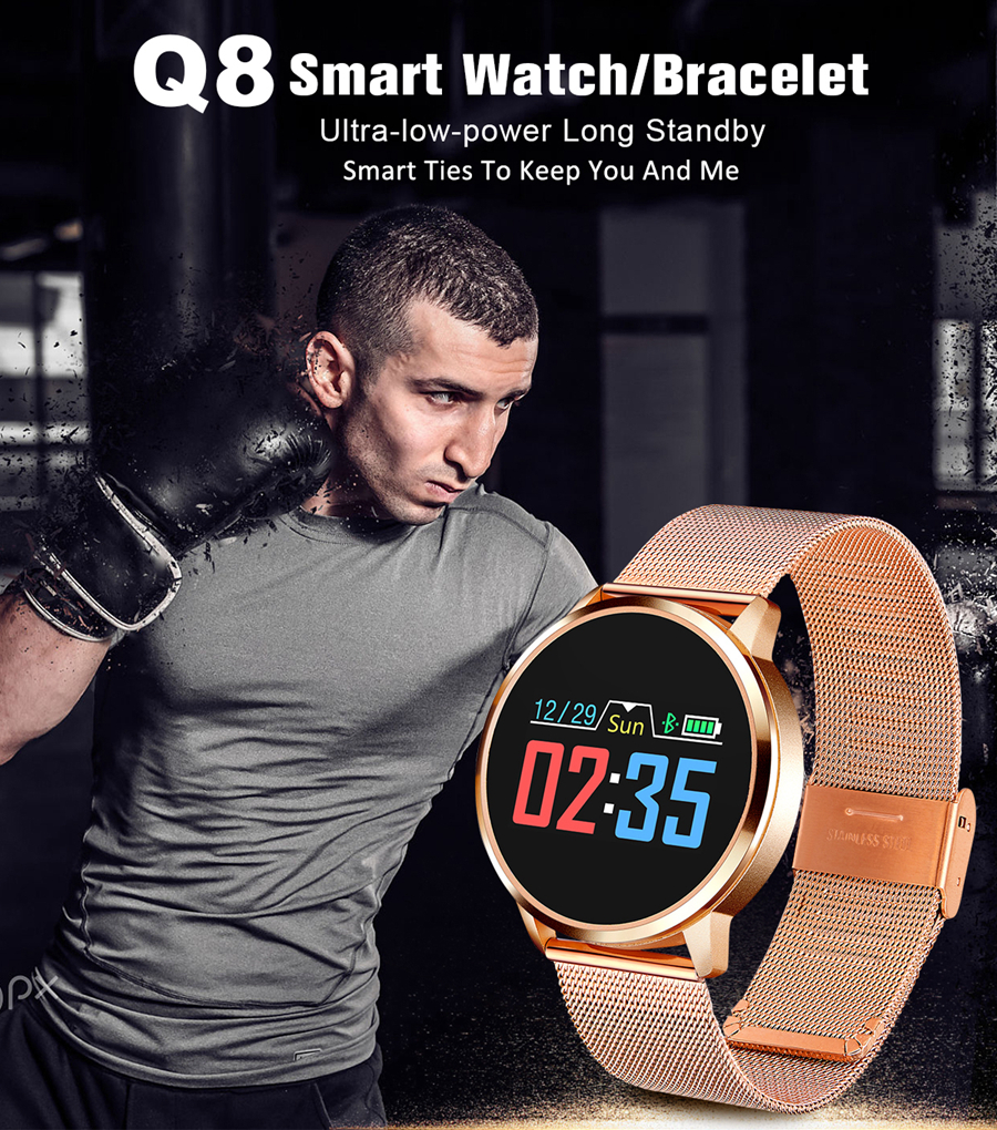 Newwear-Q8-Stainless-Steel-095-inch-OLED-Color-Screen-Blood-Pressure-Heart-Rate-Smart-Watch-1296662