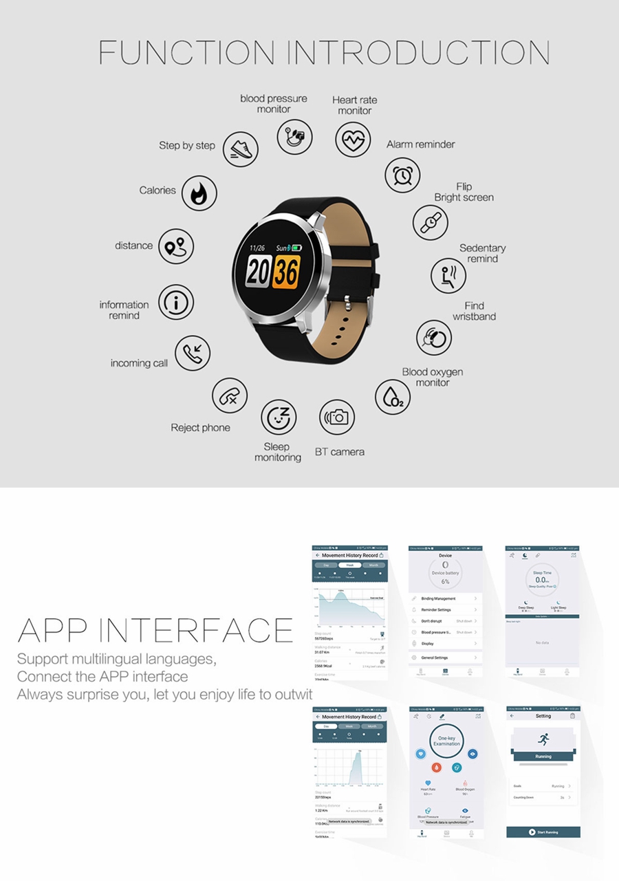 Newwear-Q8-Stainless-Steel-095-inch-OLED-Color-Screen-Blood-Pressure-Heart-Rate-Smart-Watch-1296662